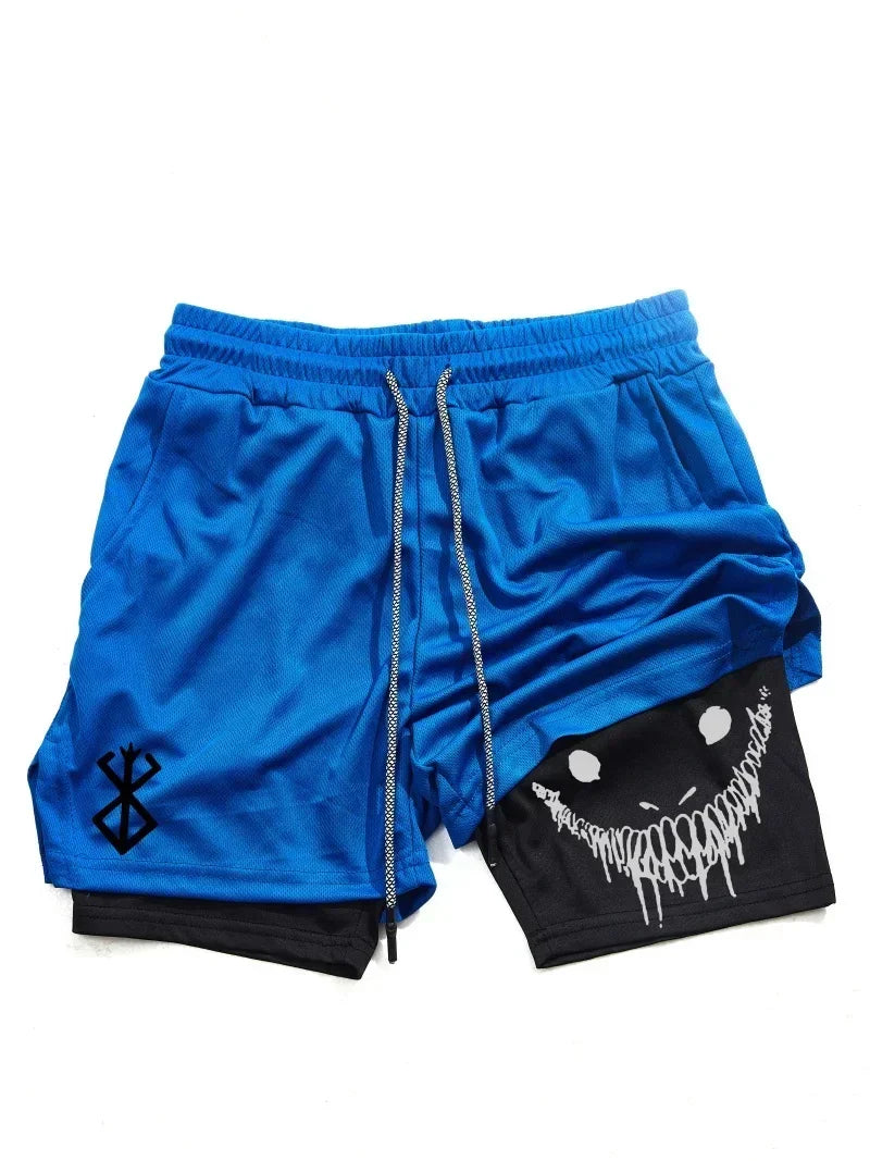 Berserk- Men'S 2-In-1 Sports Shorts, Running Quick Drying Shorts, Gym and Fitness Training, Double Layered