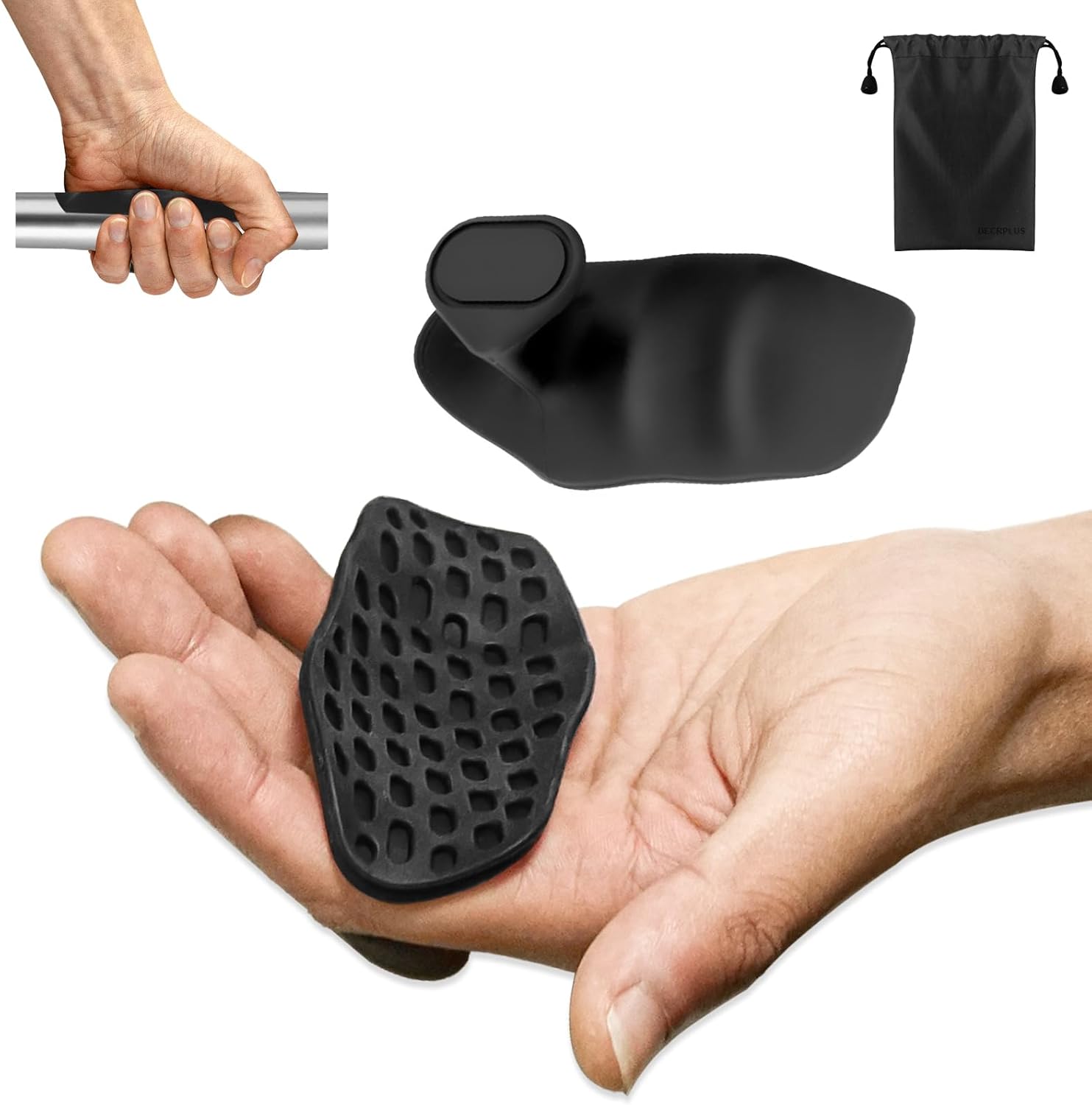 Rypt Grip for Weight Lifting Deadlift Rows-Rubber Anti-Slip Ergonomic Lifting Gloves for Men and Women Training Palm Protectors for Gym Intensive Training and Exercise ﻿ (Black)