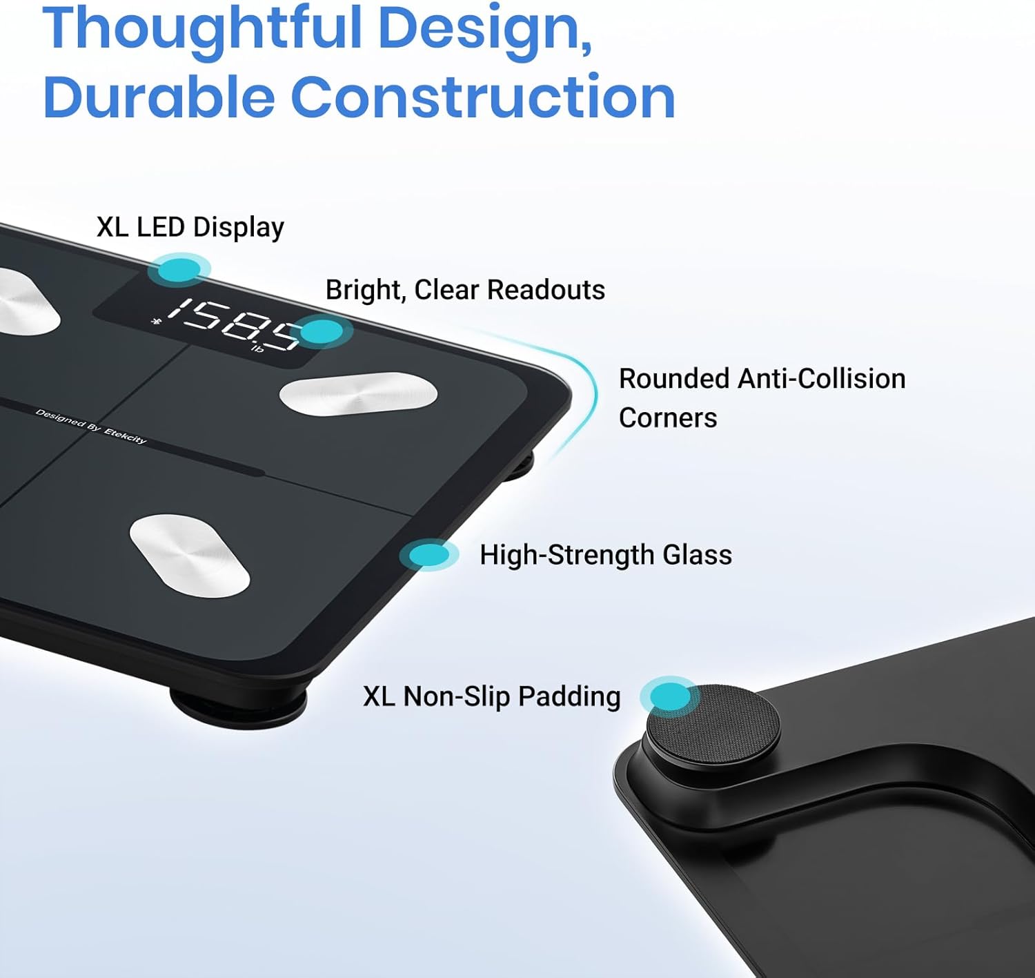 Smart Scale for Body Weight, Bathroom Digital Weighing Scale with BMI, Body Fat, Muscle Mass, Accurate Bluetooth Home User Health Equipment Sync Apps