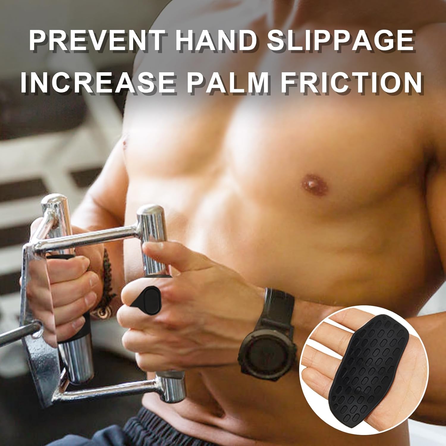 Rypt Grip for Weight Lifting Deadlift Rows-Rubber Anti-Slip Ergonomic Lifting Gloves for Men and Women Training Palm Protectors for Gym Intensive Training and Exercise ﻿ (Black)