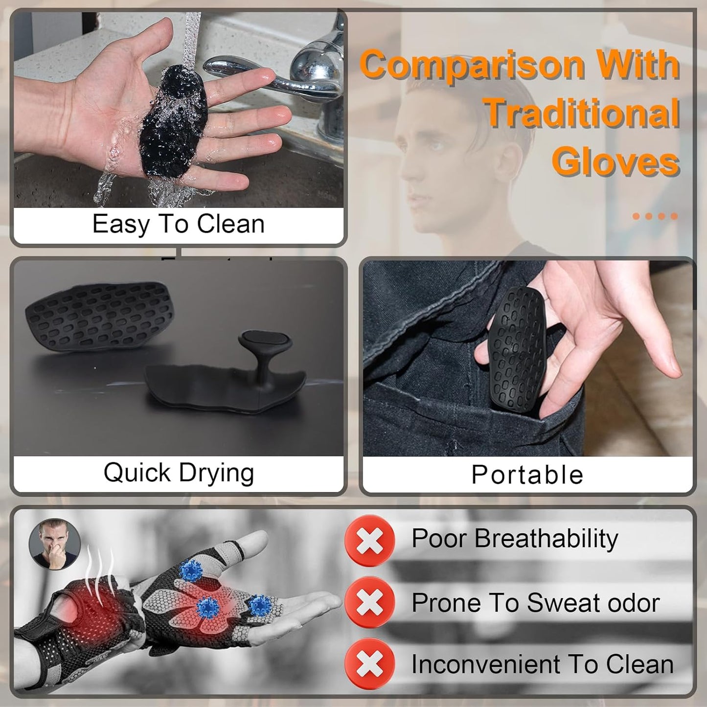 Rypt Grip for Weight Lifting Deadlift Rows-Rubber Anti-Slip Ergonomic Lifting Gloves for Men and Women Training Palm Protectors for Gym Intensive Training and Exercise ﻿ (Black)