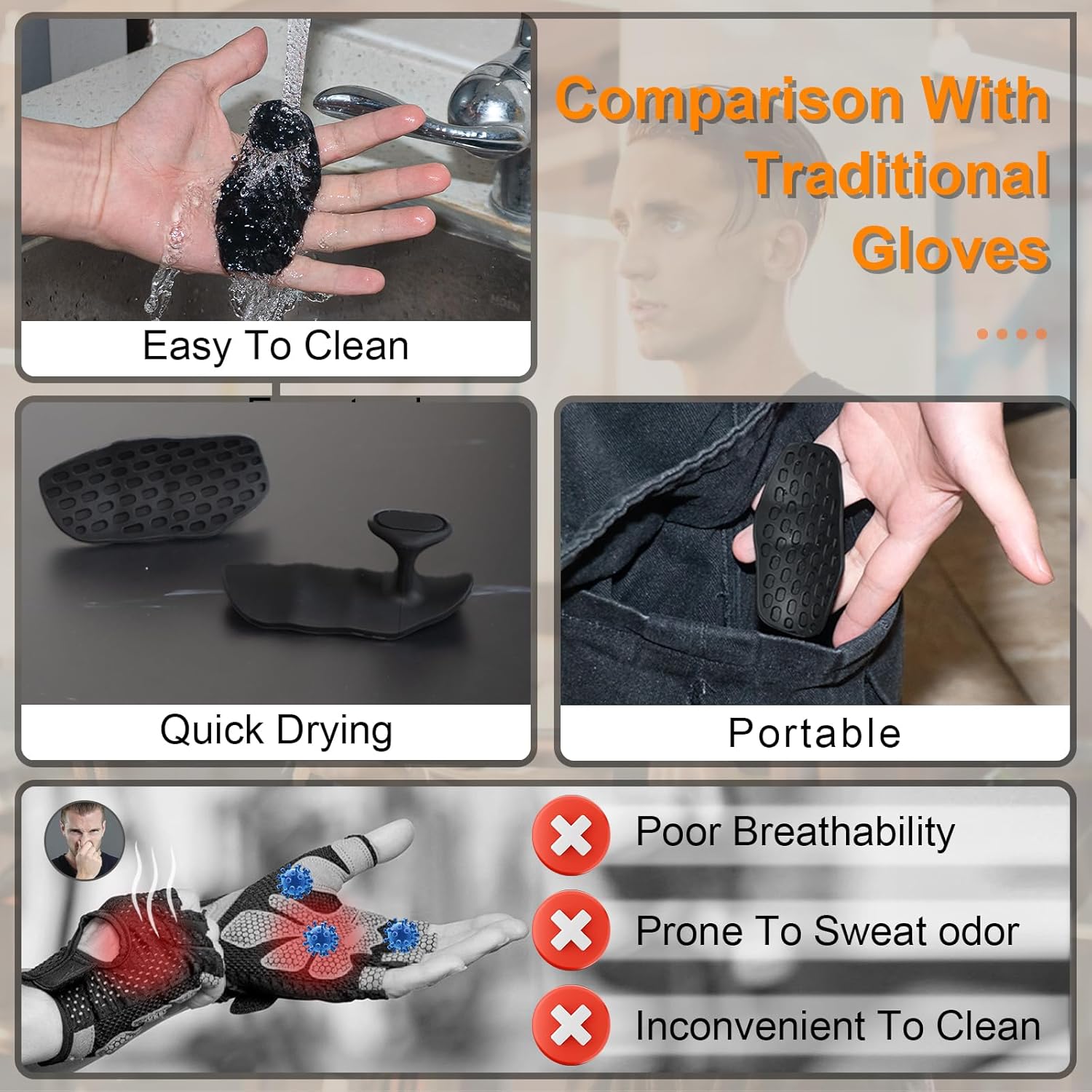 Rypt Grip for Weight Lifting Deadlift Rows-Rubber Anti-Slip Ergonomic Lifting Gloves for Men and Women Training Palm Protectors for Gym Intensive Training and Exercise ﻿ (Black)