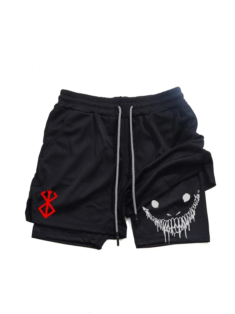 Berserk- Men'S 2-In-1 Sports Shorts, Running Quick Drying Shorts, Gym and Fitness Training, Double Layered