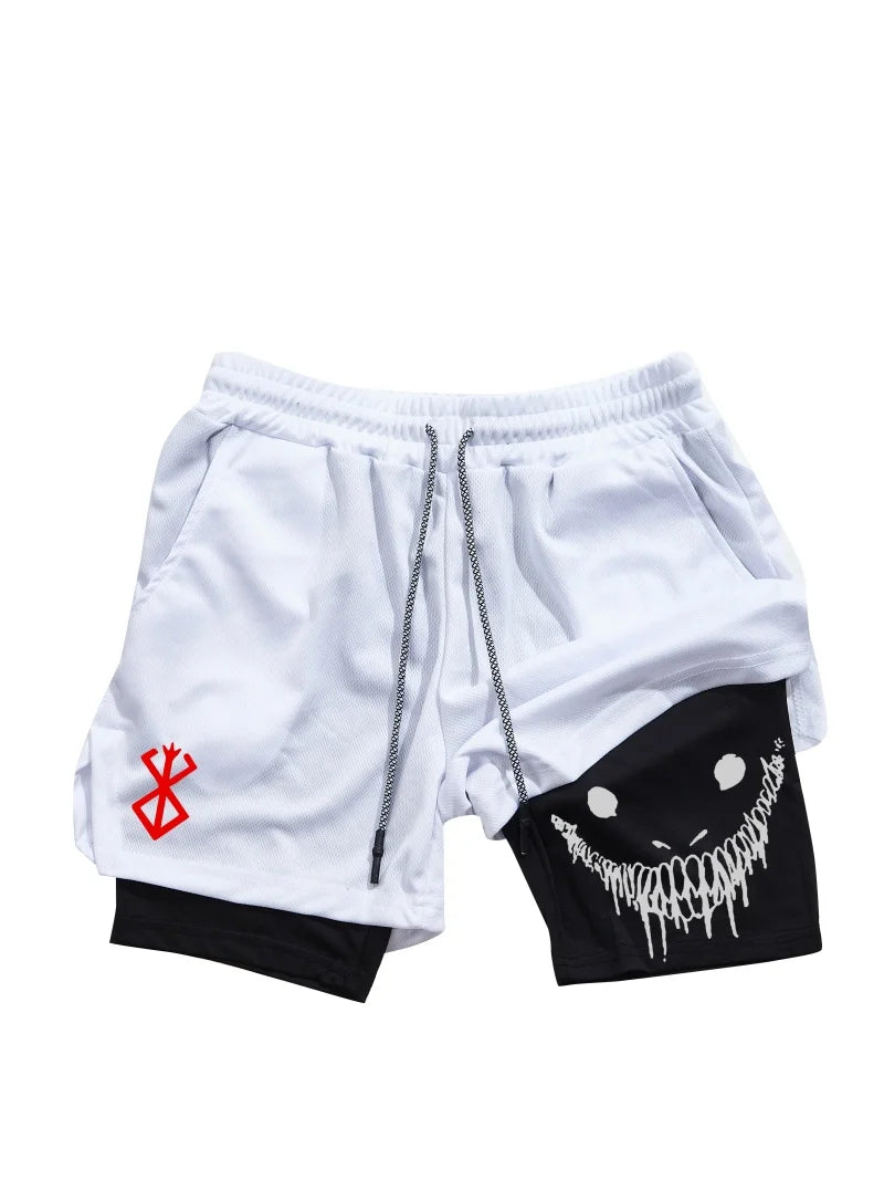 Berserk- Men'S 2-In-1 Sports Shorts, Running Quick Drying Shorts, Gym and Fitness Training, Double Layered